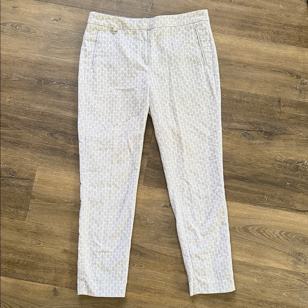 Adrianna Papell Cream Patterned Ankle Pants